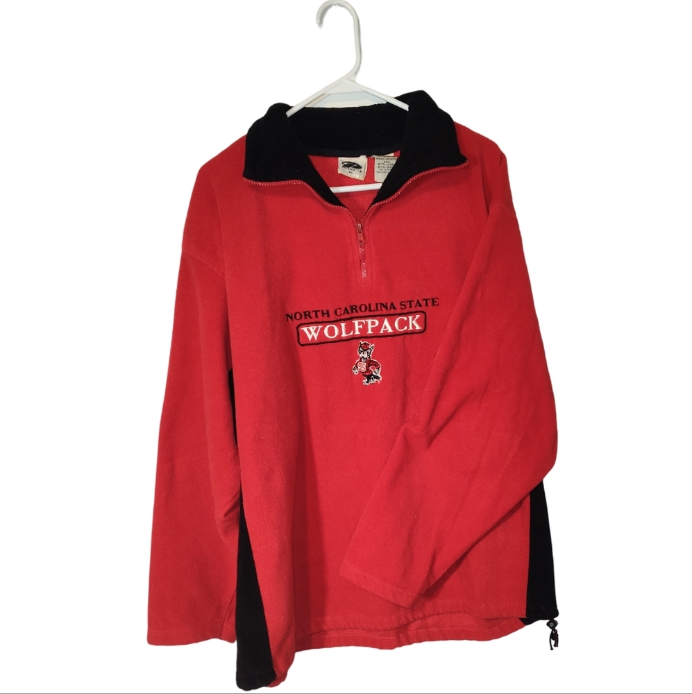 Vintage NC State Wolfpack Fleece Sweater Mens XL Long Sleeve 1/4 Zip Pullover